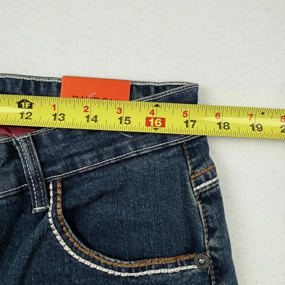 Patron Cito Men's Stretch Straight Leg Embroidered Blue Denim Jeans Sz 36x32 NWT